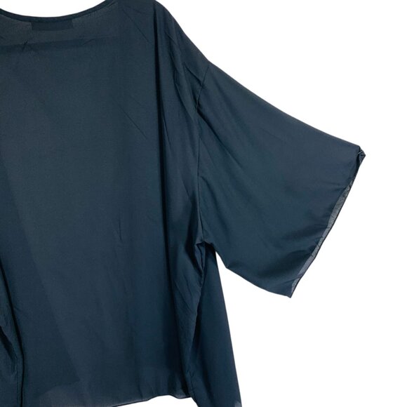 plus size sheer chiffon  black shrug bolero open front size 5X Zanzea - Picture 6 of 16